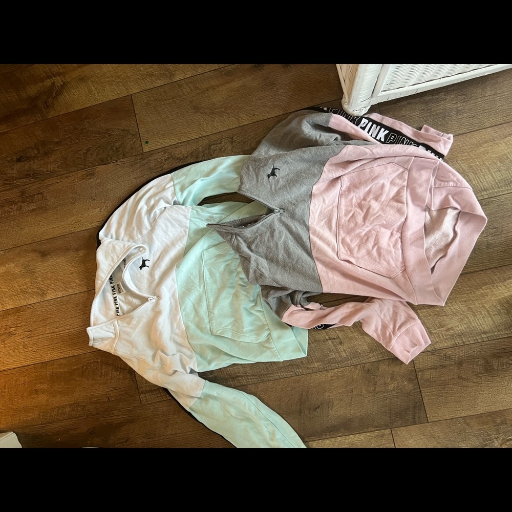 VICTORIA SECRETS PINK PULLOVERS, MEDIUM, PINK AND TEAL
